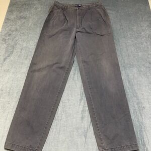Gap Jeans Mens 35x34 Dark Gray Denim Cotton Pleated Relaxed Fit Straight Leg